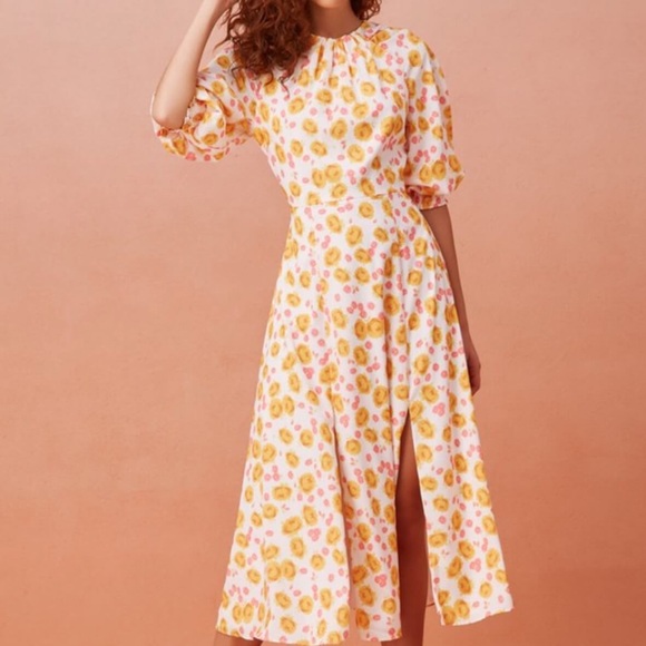 Keepsake Dissolve Short Sleeve Midi Dress Porcelain Rose Size 4 - Picture 1 of 6